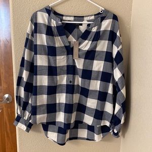 NWT J Crew Buffalo Check Popover Button Top